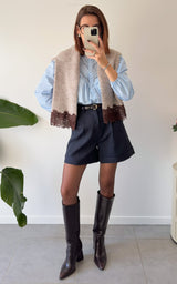 Chemise dentelle NAELLE - bleu