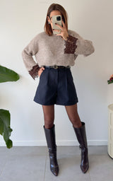 Pull dentelle AVELINE - taupe