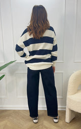 Pull ANOUK - bleu marine et blanc