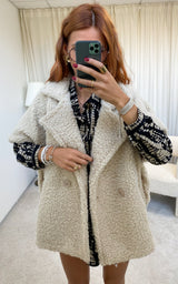 Veste moumoute oversize sans manches beige MAENA