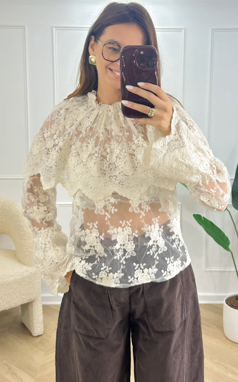 Blouse dentelle NEVIO - écru