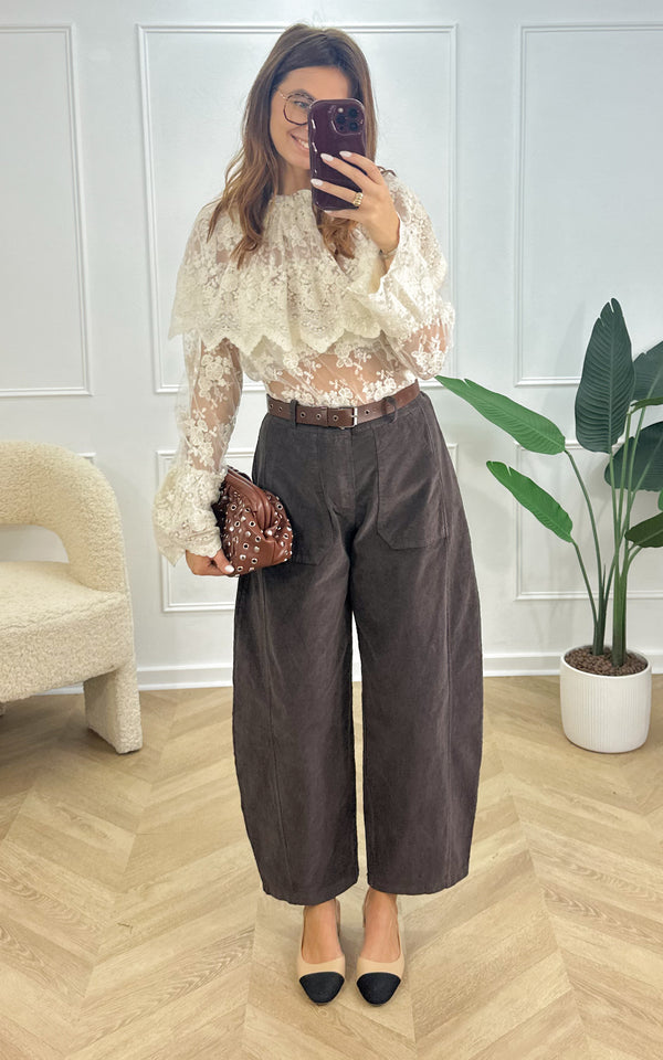 Pantalon velours ERYEL - marron 🇮🇹