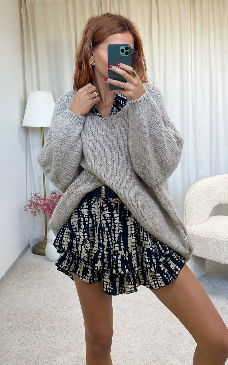 Pull oversize à franges beige LAIA