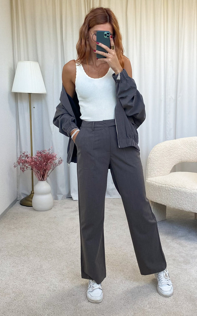 Pantalon fluide marron ILEANA