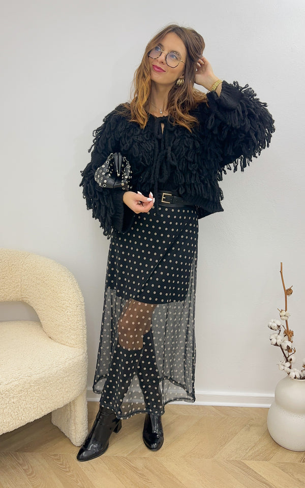 Jupe à pois ARIELLE - noir et beige 🇮🇹