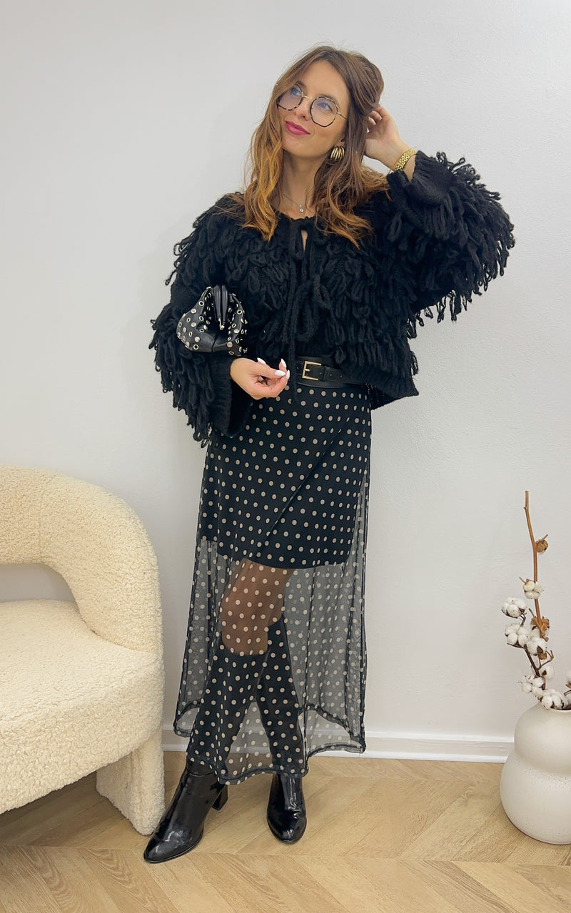 Jupe à pois ARIELLE - noir et beige 🇮🇹