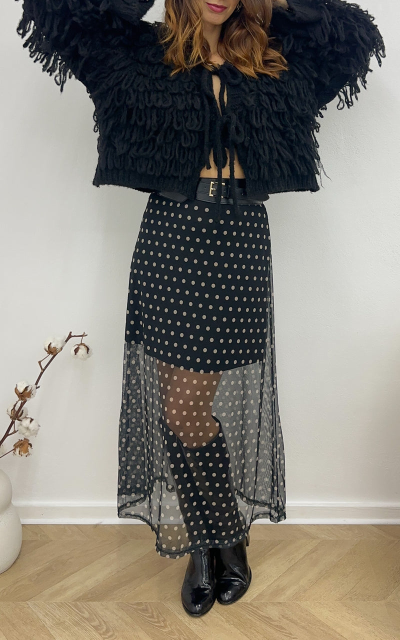 Jupe à pois ARIELLE - noir et beige 🇮🇹