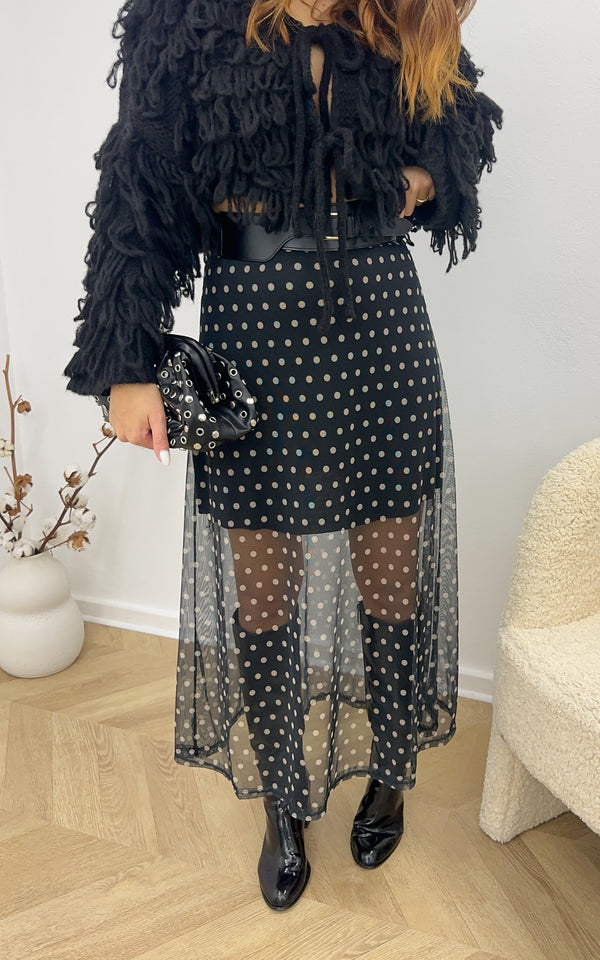 Jupe à pois ARIELLE - noir et beige 🇮🇹