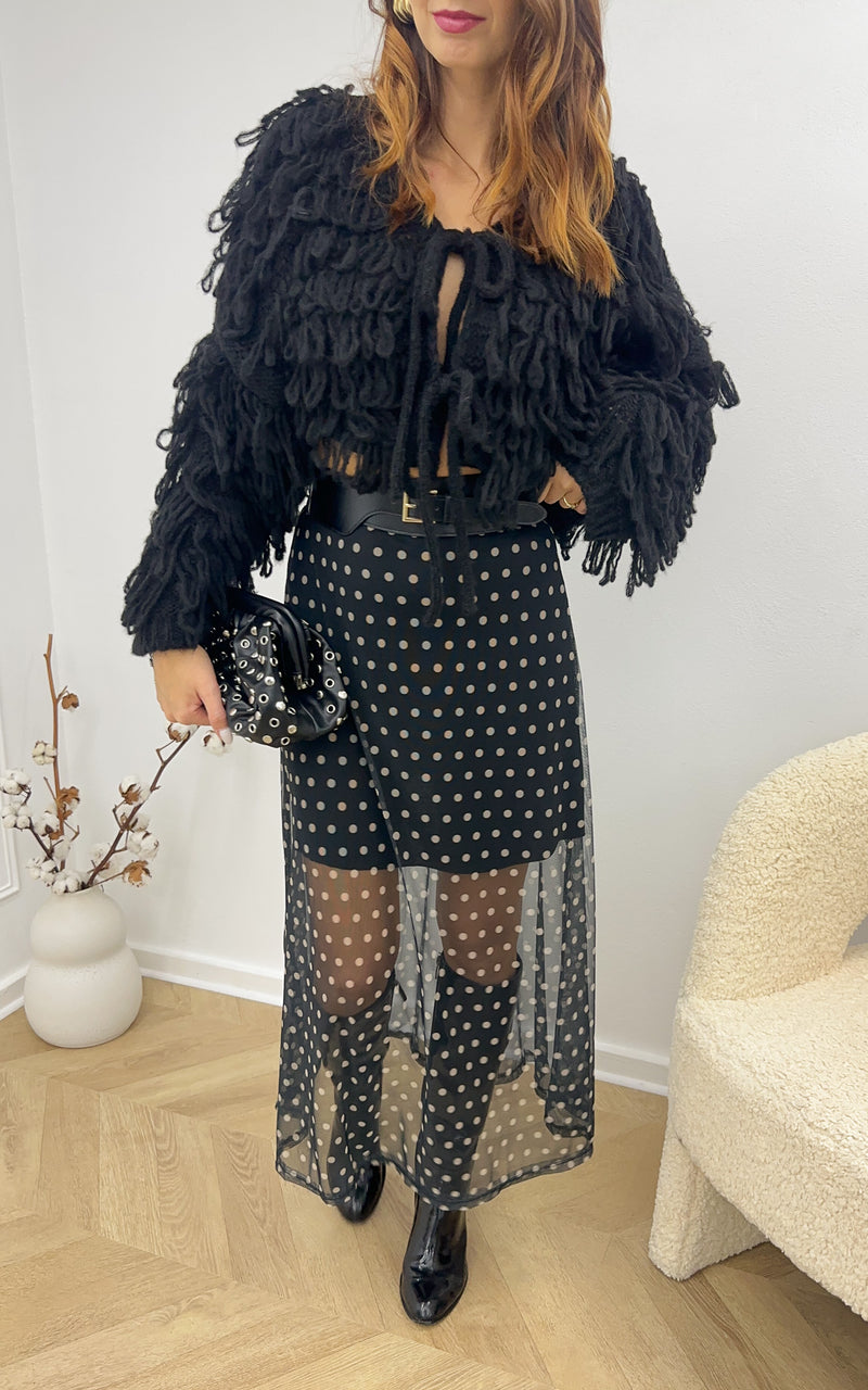 Jupe à pois ARIELLE - noir et beige 🇮🇹