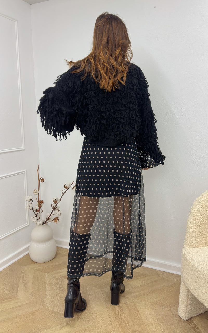 Gilet franges ISMENE - noir 🇮🇹