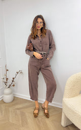 Combinaison jeans ALIA - marron taupe