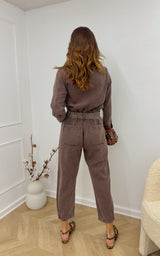 Combinaison jeans ALIA - marron taupe
