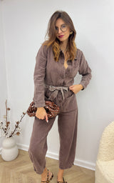 Combinaison jeans ALIA - marron taupe