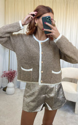 Gilet camel et blanc QUIANA