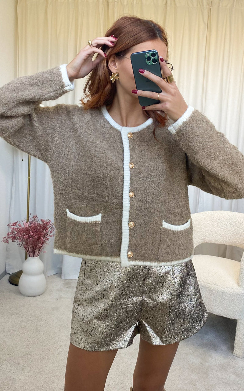 Gilet camel et blanc QUIANA