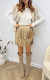 Jupe franges NELIA - beige 🇮🇹