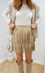 Jupe franges NELIA - beige 🇮🇹