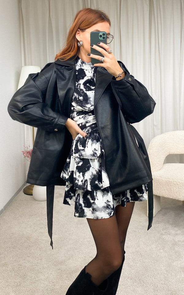 Veste simili cuir noir LOEVAN