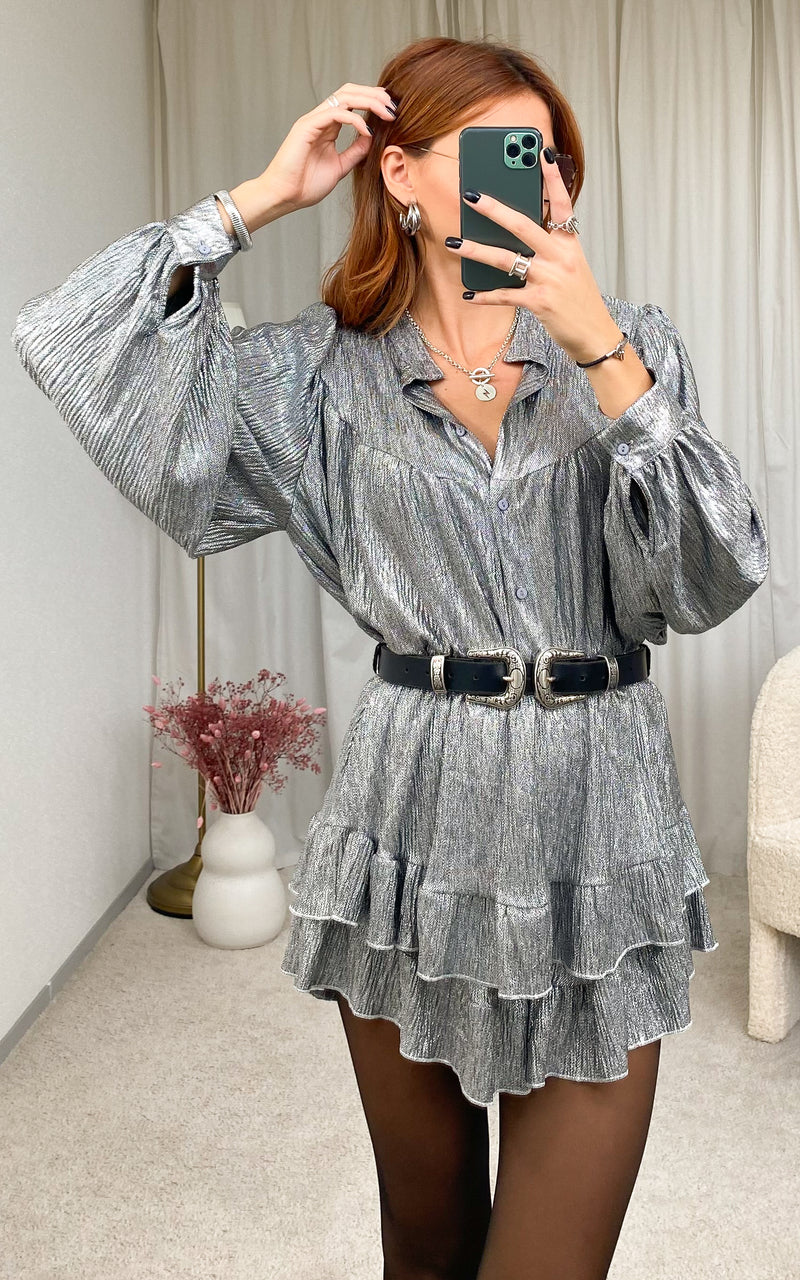 Jupe short argentée SIWAN