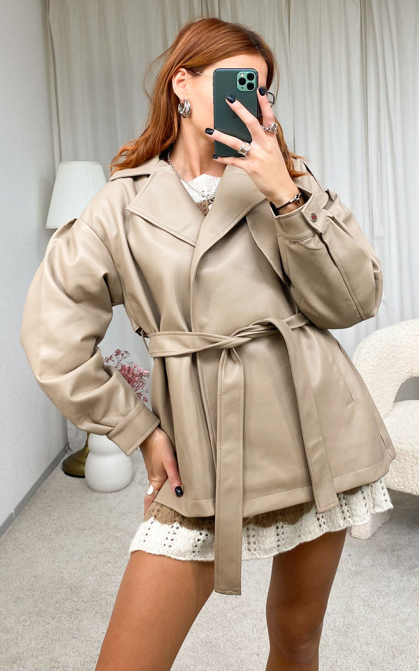 Veste simili cuir beige LOEVAN