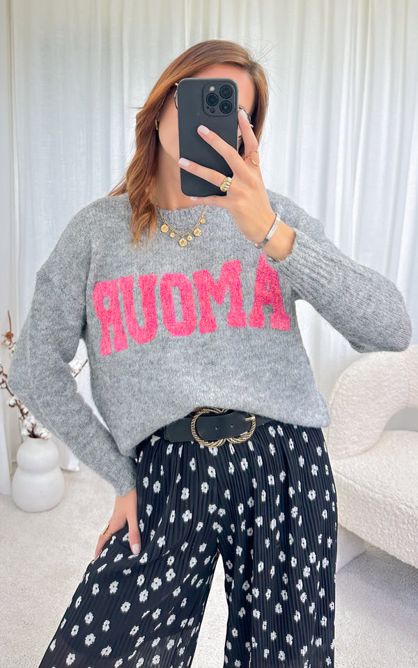 Pull gris amour ANISSA