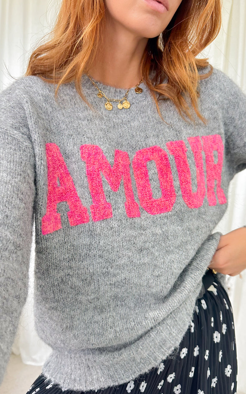 Pull gris amour ANISSA