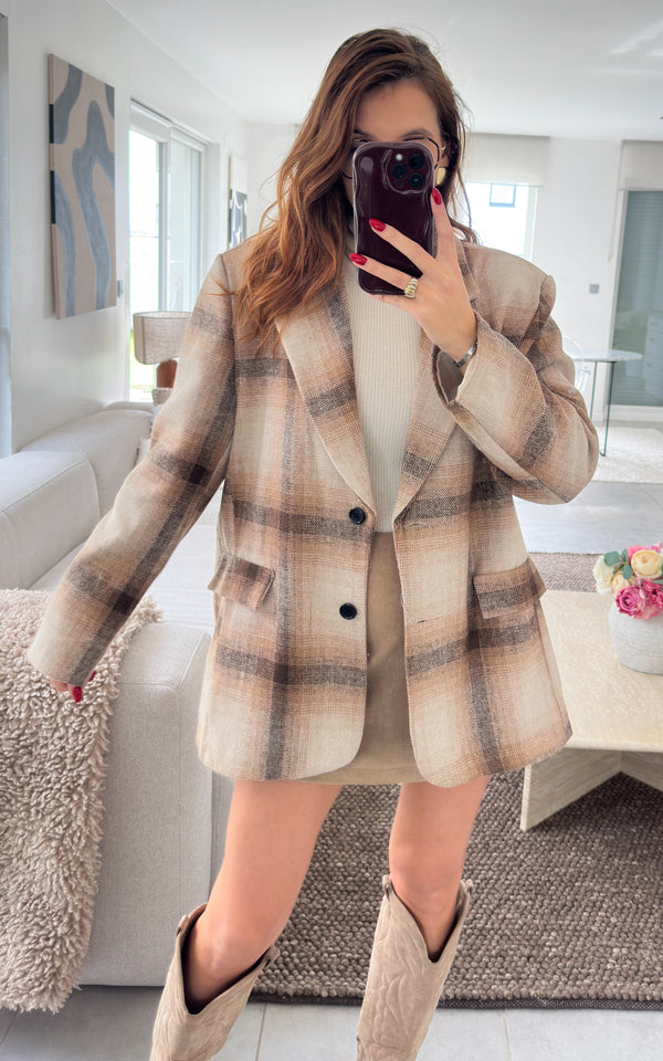 Blazer carreaux CARRA - beige 🇮🇹
