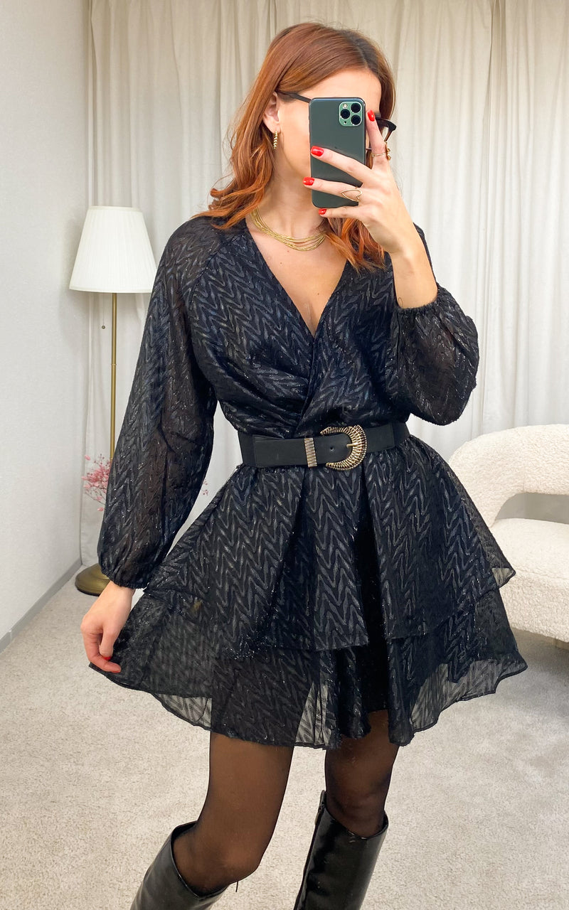 Robe noire pailletée LORENZA