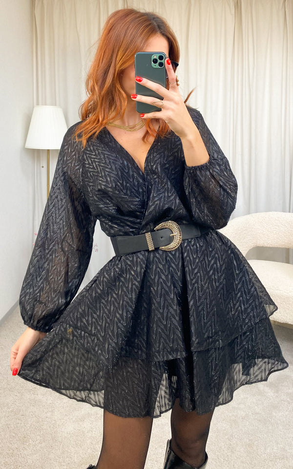 Robe noire pailletée LORENZA