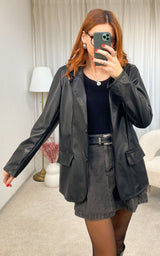 Blazer simili cuir noir GUILIANO