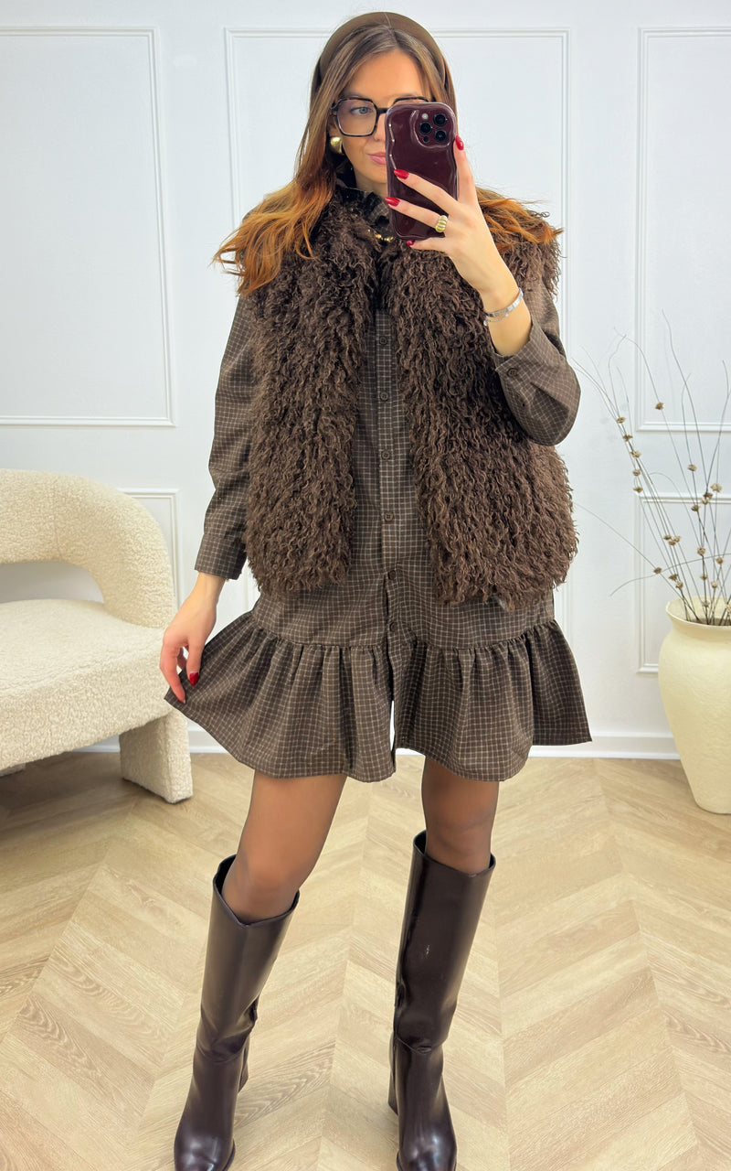 Robe à carreaux AERIS - chocolat