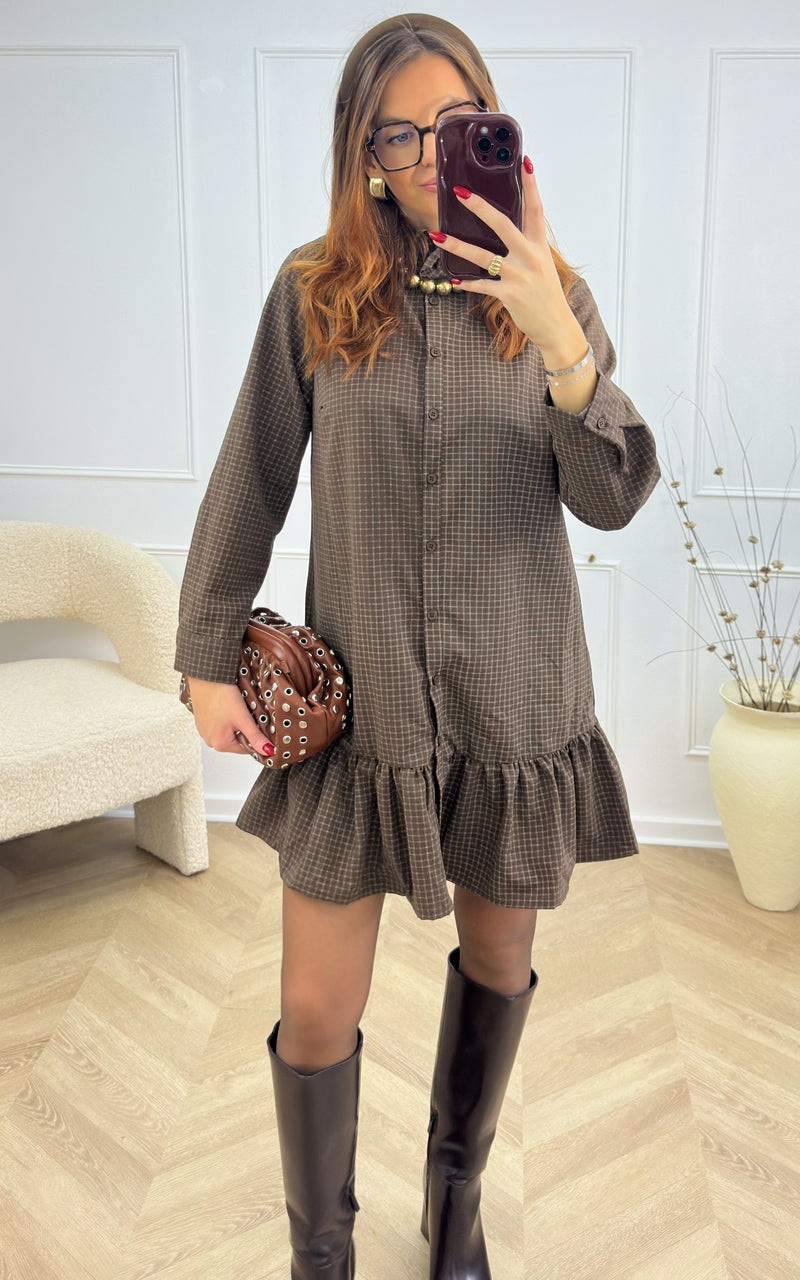 Robe à carreaux AERIS - chocolat