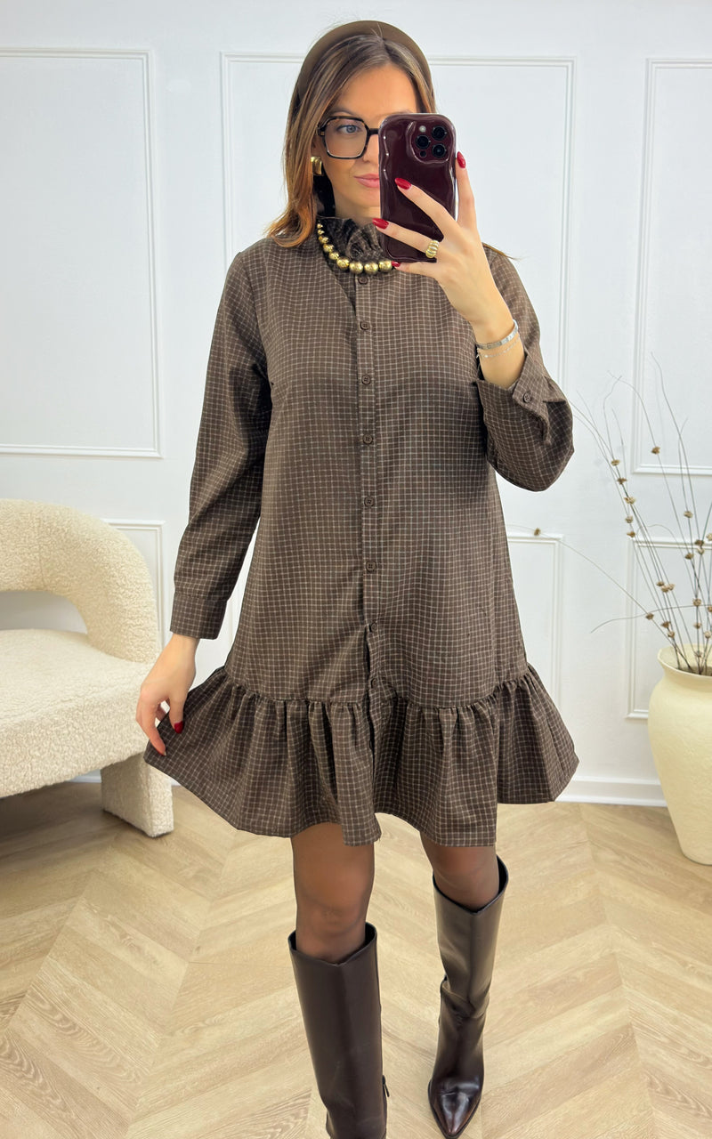 Robe à carreaux AERIS - chocolat
