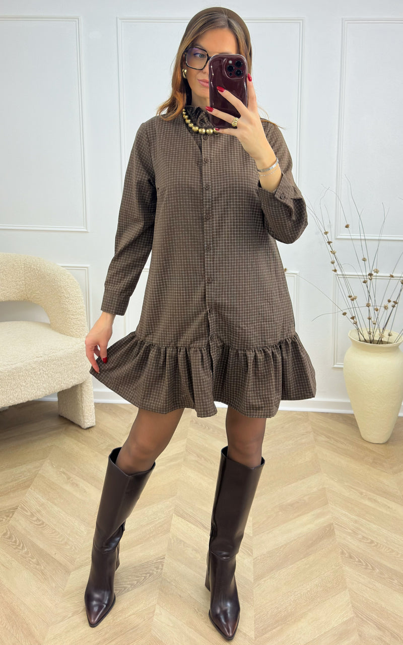 Robe à carreaux AERIS - chocolat