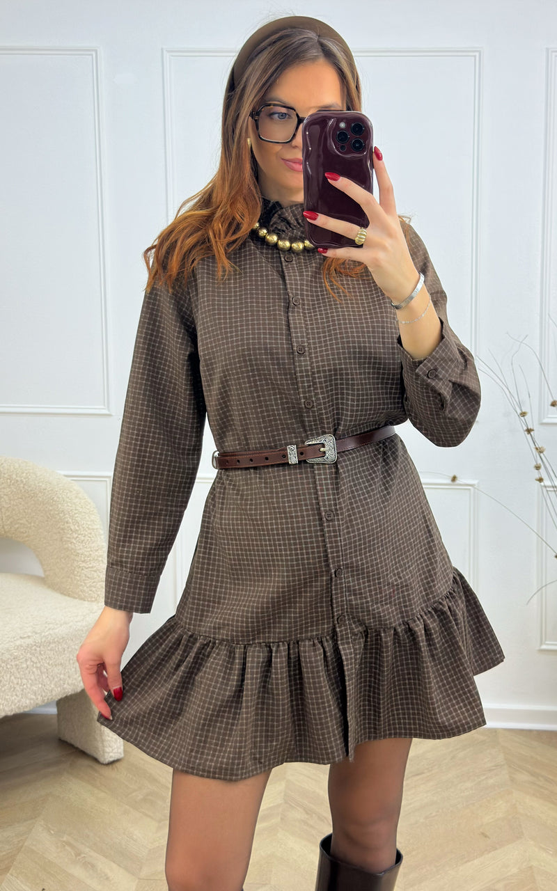 Robe à carreaux AERIS - chocolat