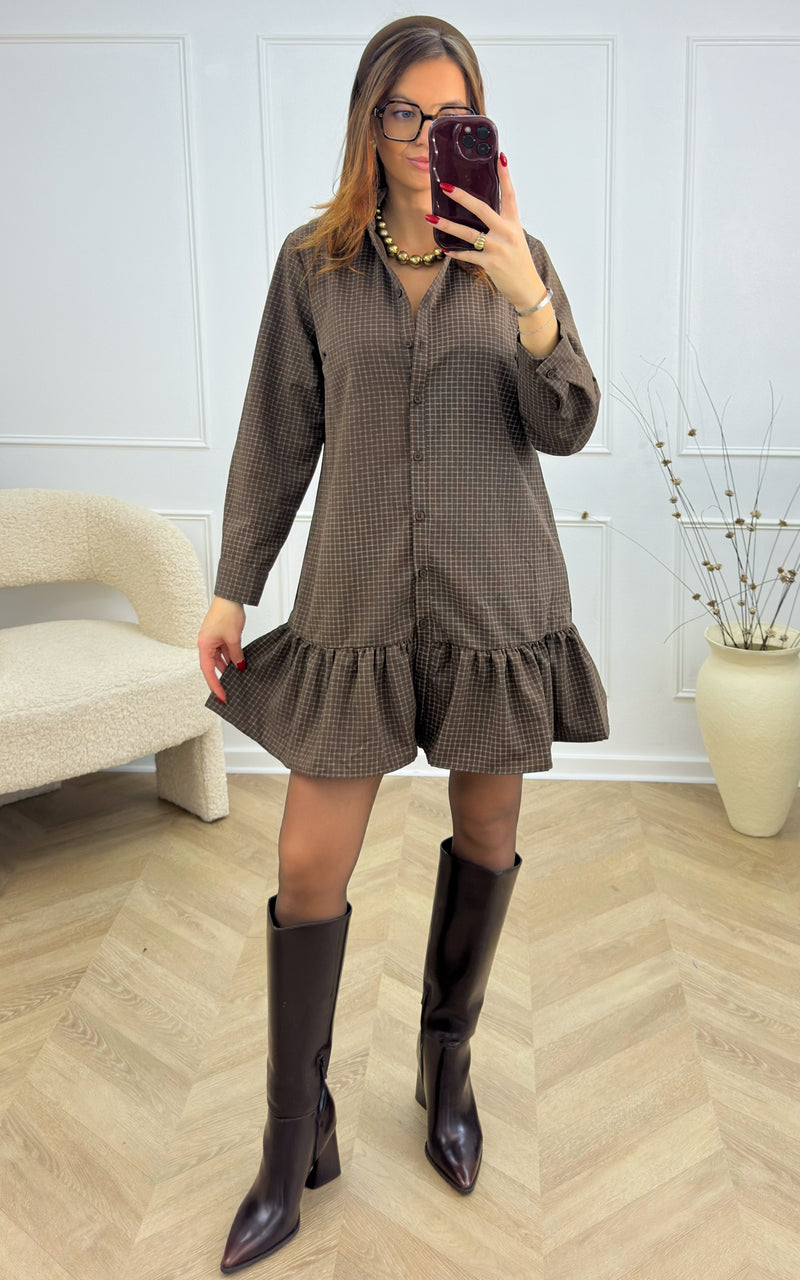 Robe à carreaux AERIS - chocolat