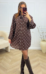 Robe à pois MELLY - chocolat