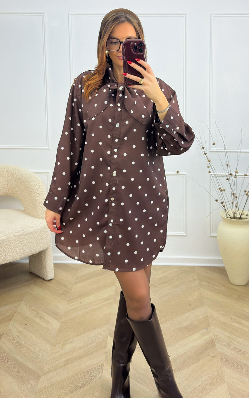 Robe à pois MELLY - chocolat
