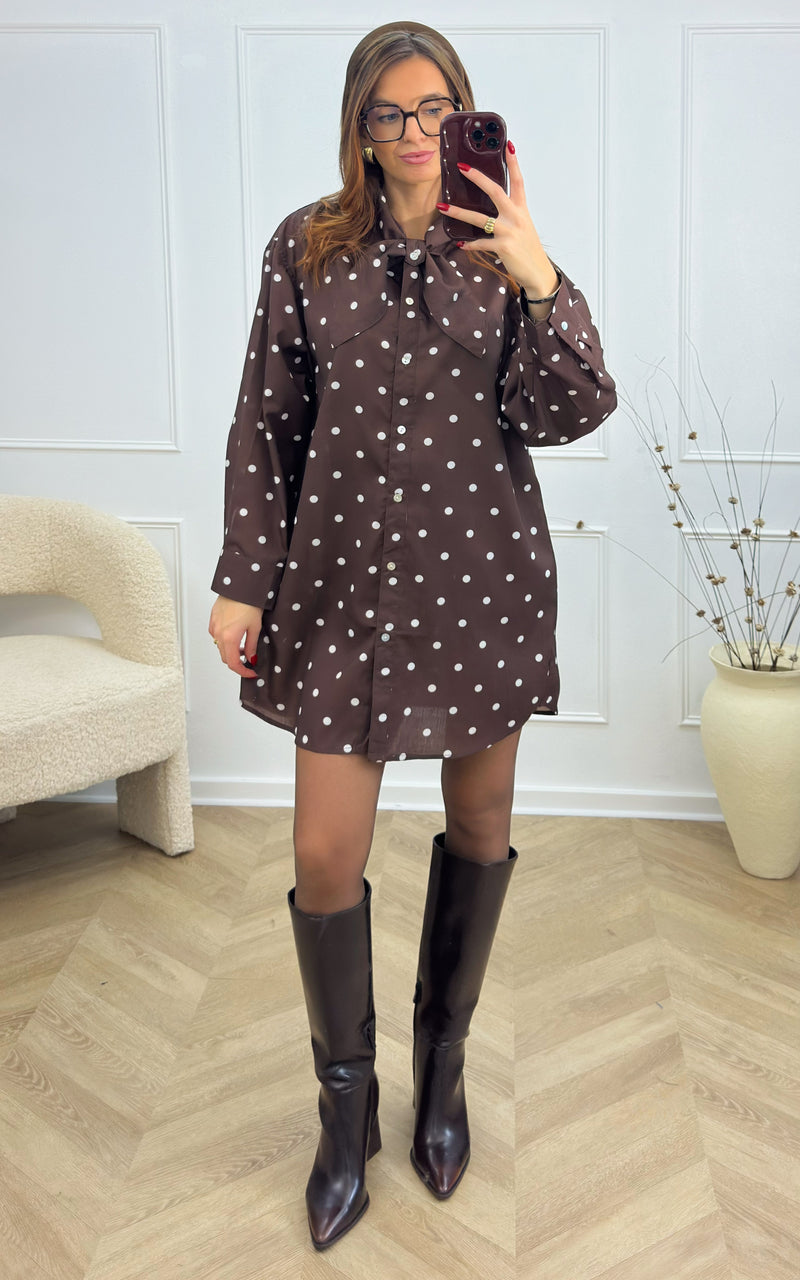 Robe à pois MELLY - chocolat