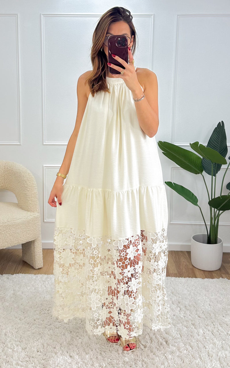 Robe longue dentelle ODETTE - écru