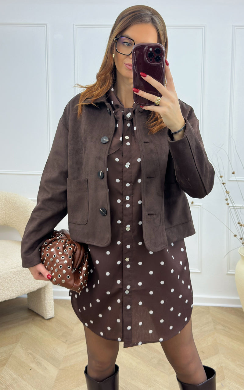 Veste suédine CLARKE - chocolat