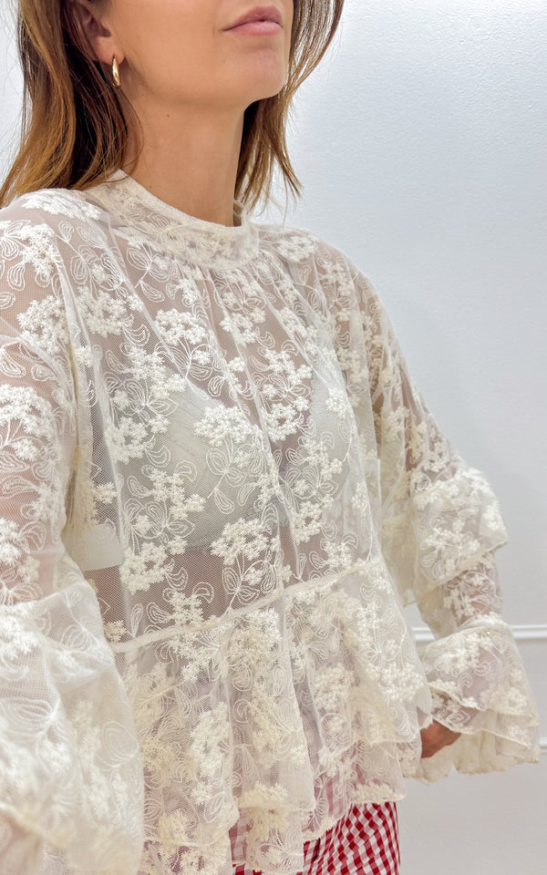 Blouse dentelle ARIANE - écru 🇮🇹