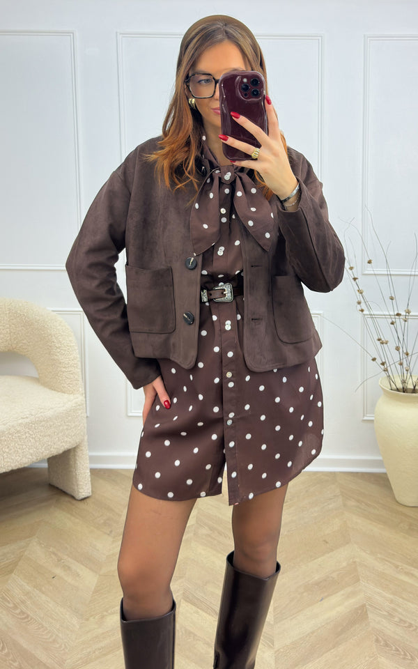 Veste suédine CLARKE - chocolat