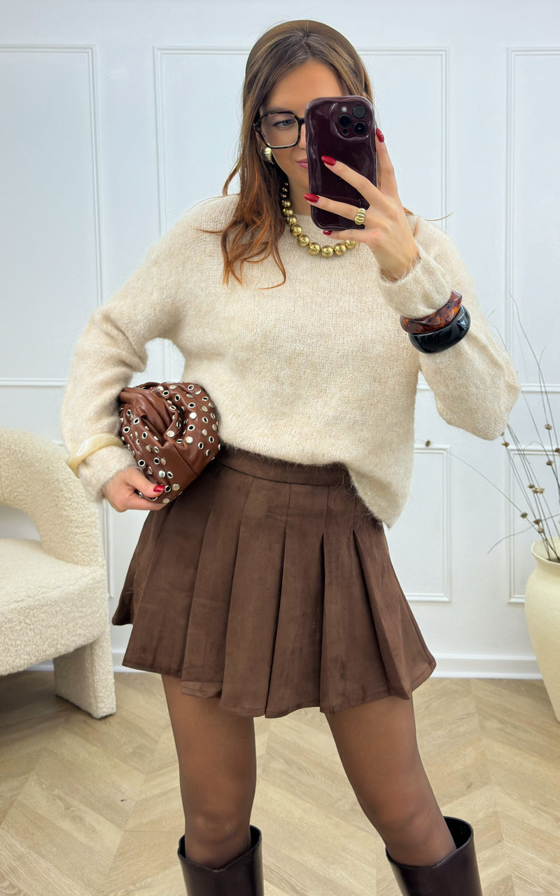 Jupe-short suédine JERRY - chocolat