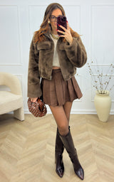 Veste fausse fourrure BELLIE - chocolat