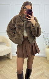 Veste fausse fourrure BELLIE - chocolat