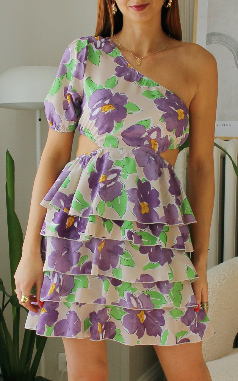 Robe fleurie asymétrique "Lilac"