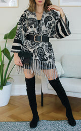 Poncho à motifs beige "Emiliana"