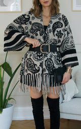 Poncho à motifs beige "Emiliana"
