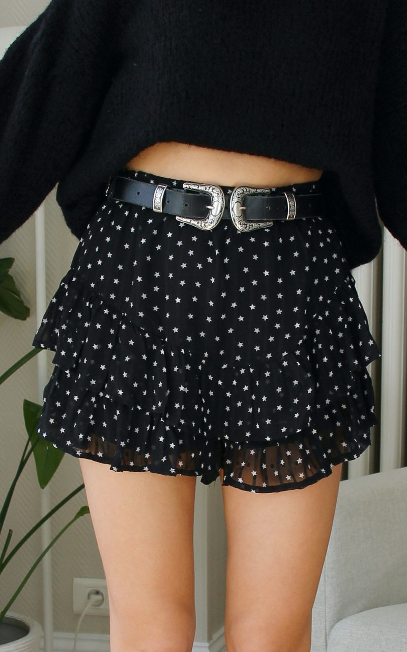 Jupe short noire motif étoile "Loéline"